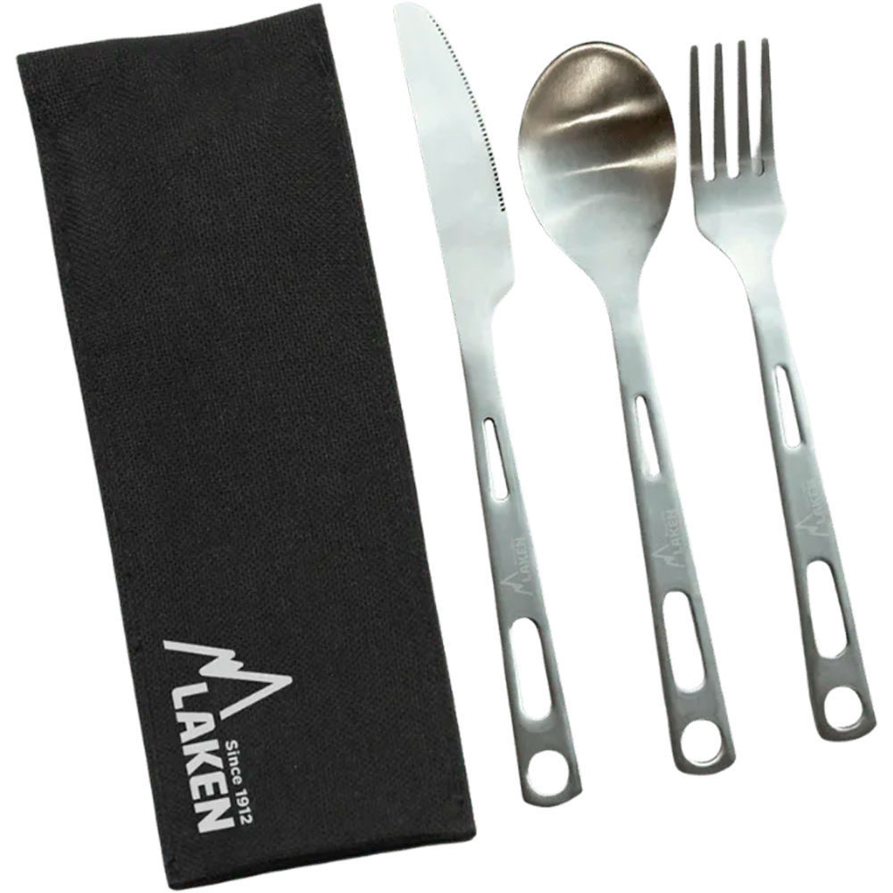 Laken cubiertos montaña CUBIERTO ACERO INOXIDABLE 3 PCS CON FUNDA DE LONA vista frontal