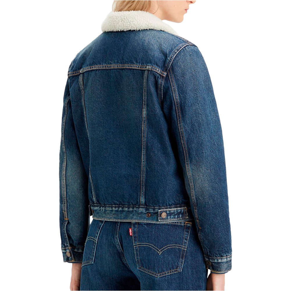 Levi'S chaquetas mujer ORIGINAL SHERPA TRUCKER DARK INDIGO - FLAT FINISH vista trasera