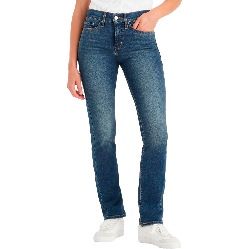 Levi'S pantalón mujer 314 SHAPING STRAIGHT DARK INDIGO - WORN IN vista frontal