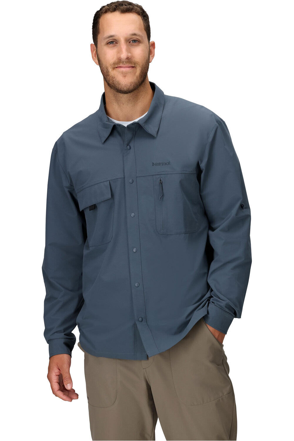 Marmot camisa montaña manga larga hombre AirExchange SolarShield Overshirt vista frontal