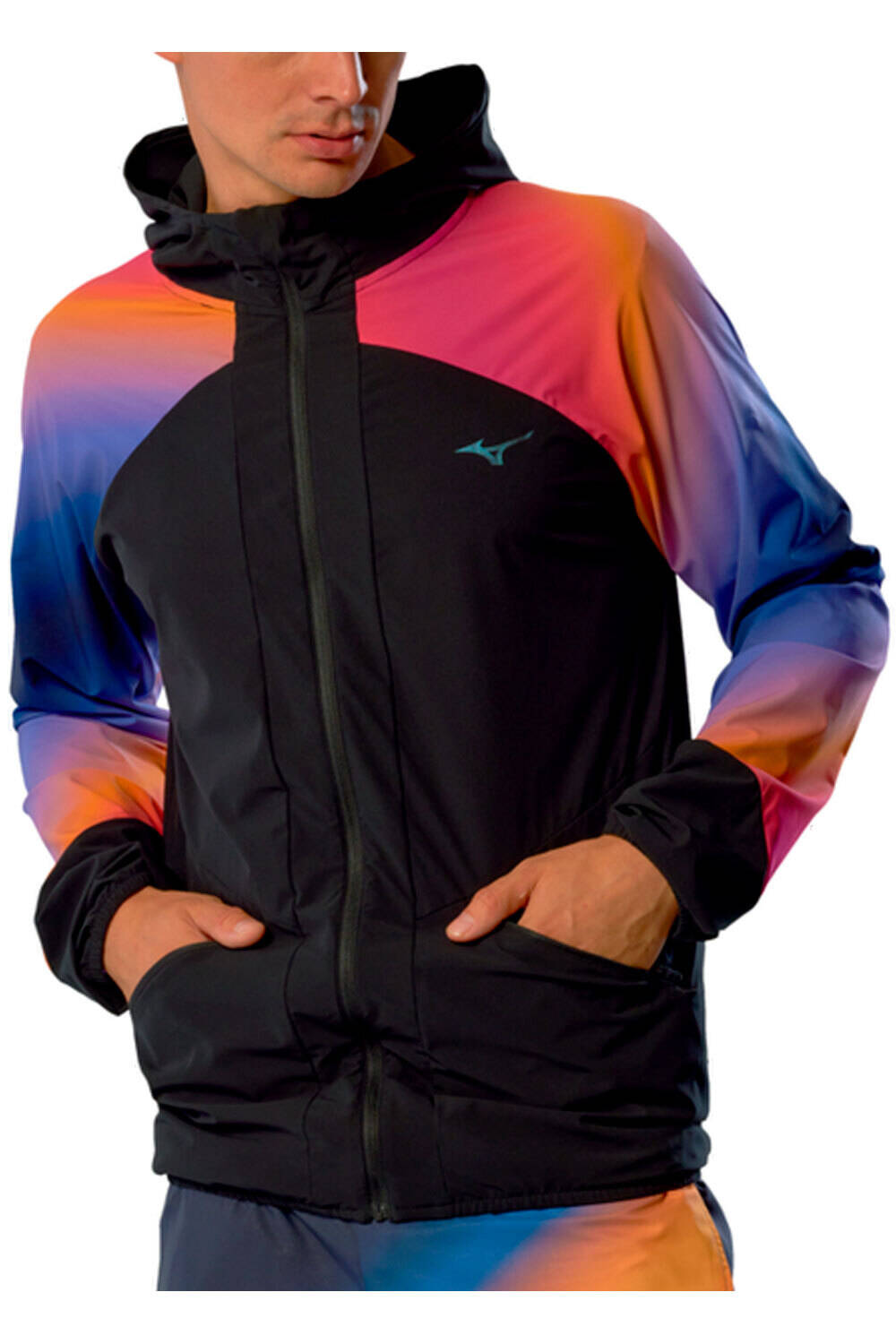 Mizuno CHAQUETA RUNNING HOMBRE Active Alpha Hodded Jacket vista detalle
