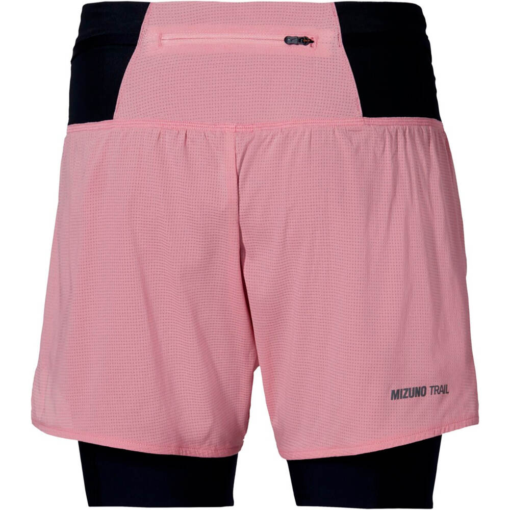 Mizuno pantalones cortos trail running mujer Trail Multipocket 2in1 Short vista trasera