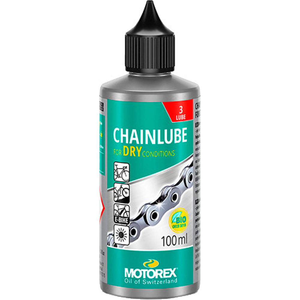 Motorex aceites y lubricante bicicleta Lubricante para cadena Seco Bote 100ml vista frontal