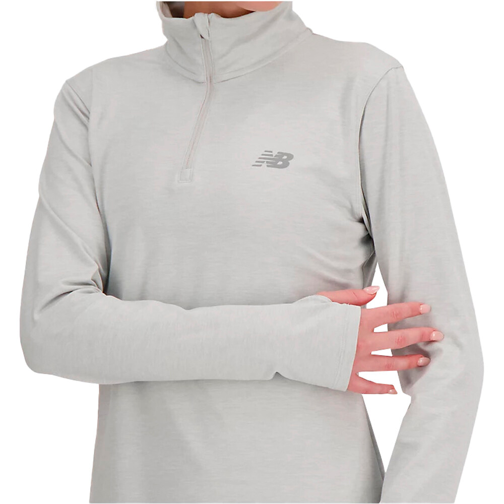 New Balance camisetas fitness mujer Sport Essentials Space Dye Quarter Zip 03