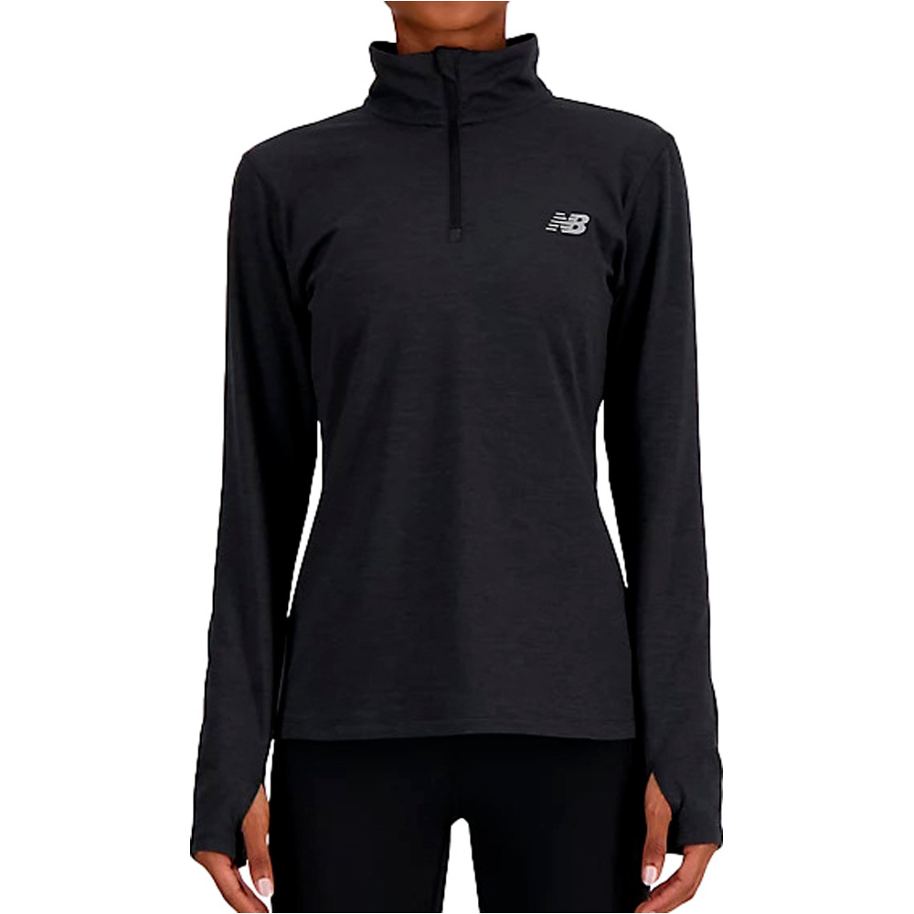 New Balance camisetas fitness mujer Sport Essentials Space Dye Quarter Zip vista frontal
