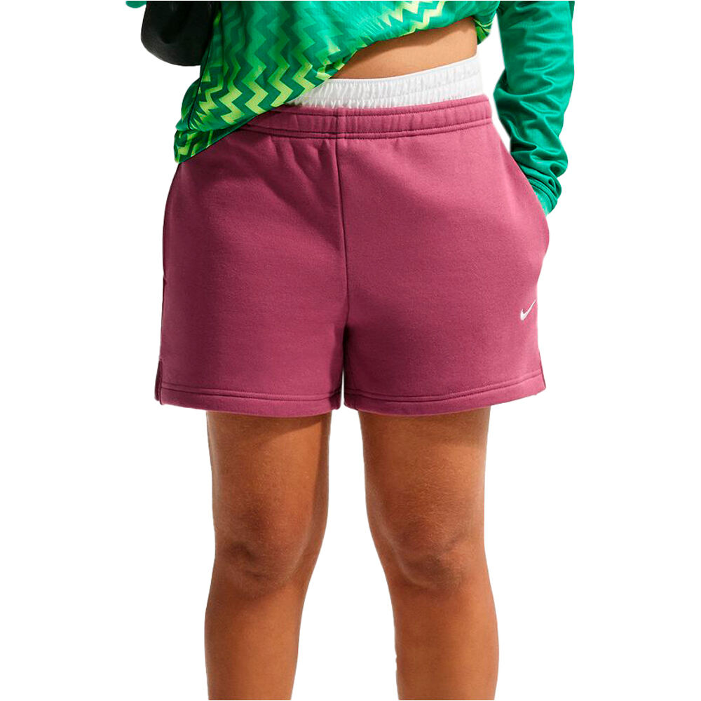 Nike bermuda mujer W NK STDO FLC MW MR STD 4 SHRT vista frontal