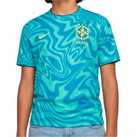 Nike camiseta entrenamiento niño BRASIL 26 Y NK DF SS TOP PREMATCH K vista frontal