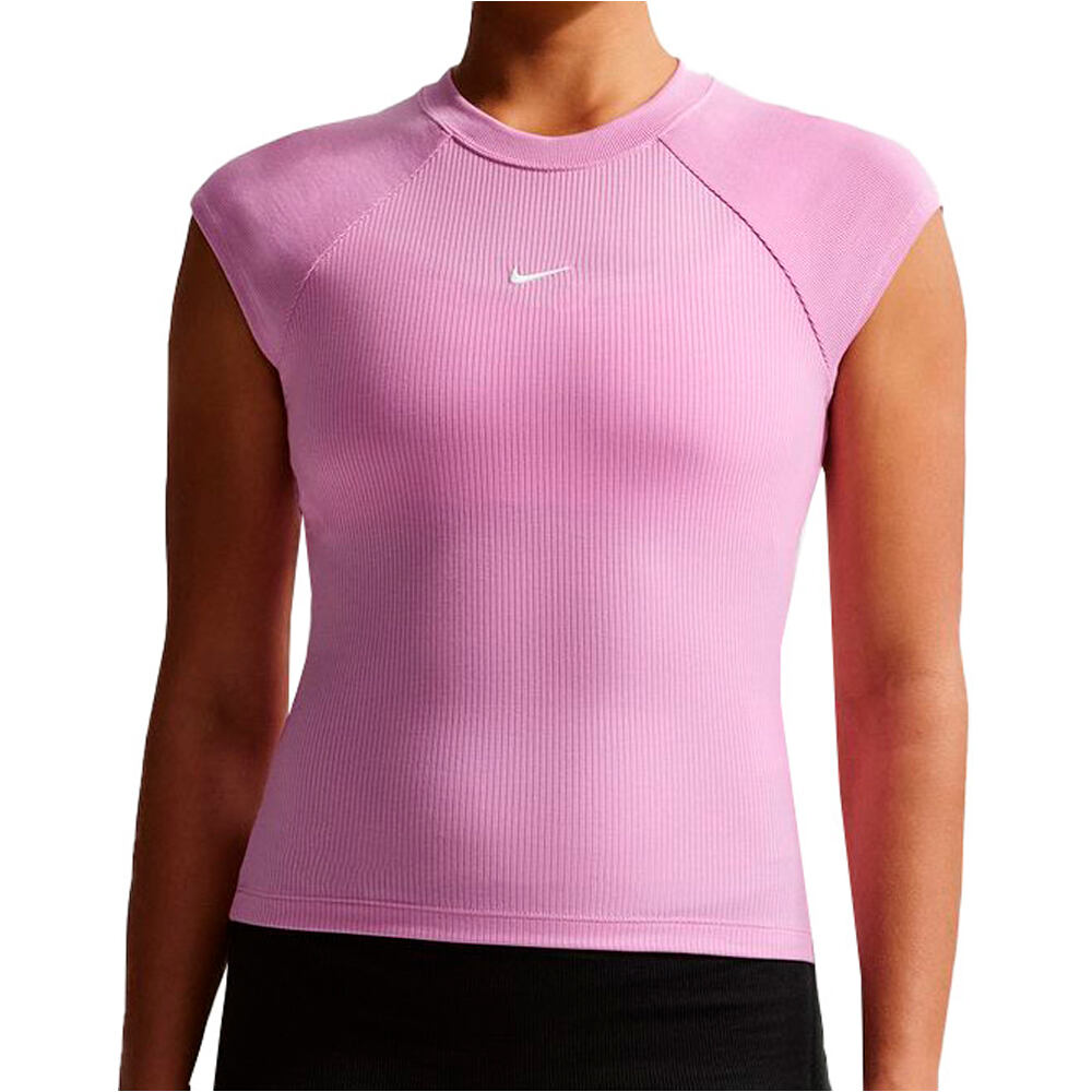 Nike camiseta manga corta mujer W NSW CHILL KNIT RIB SS TOP vista frontal
