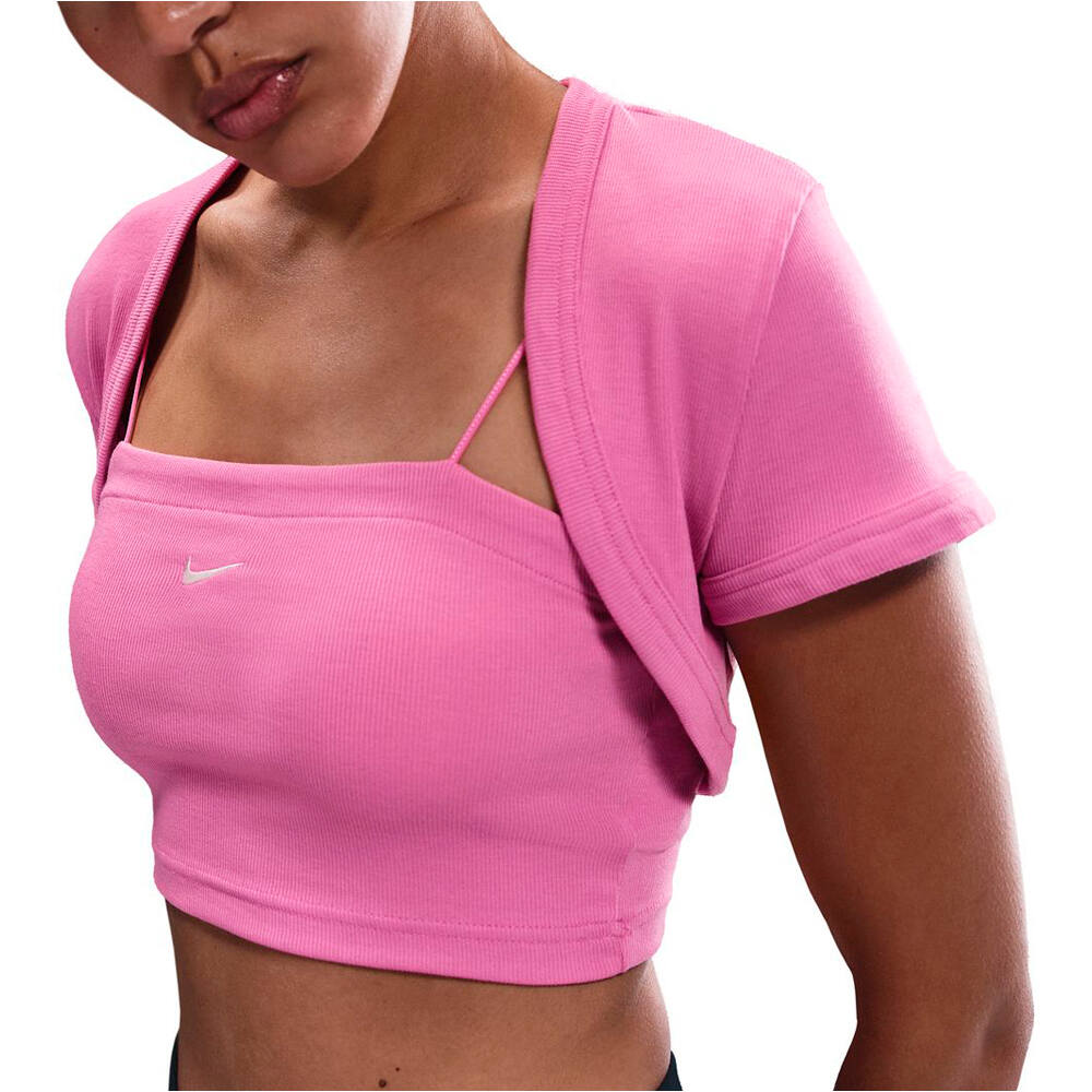 Nike camiseta manga corta mujer W NSW NK CHLL KNT MRIB 2N1 CRP vista detalle