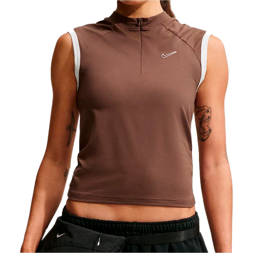 Nike camiseta manga corta mujer W SLVLSS FITTED QZ TOP GLS vista frontal