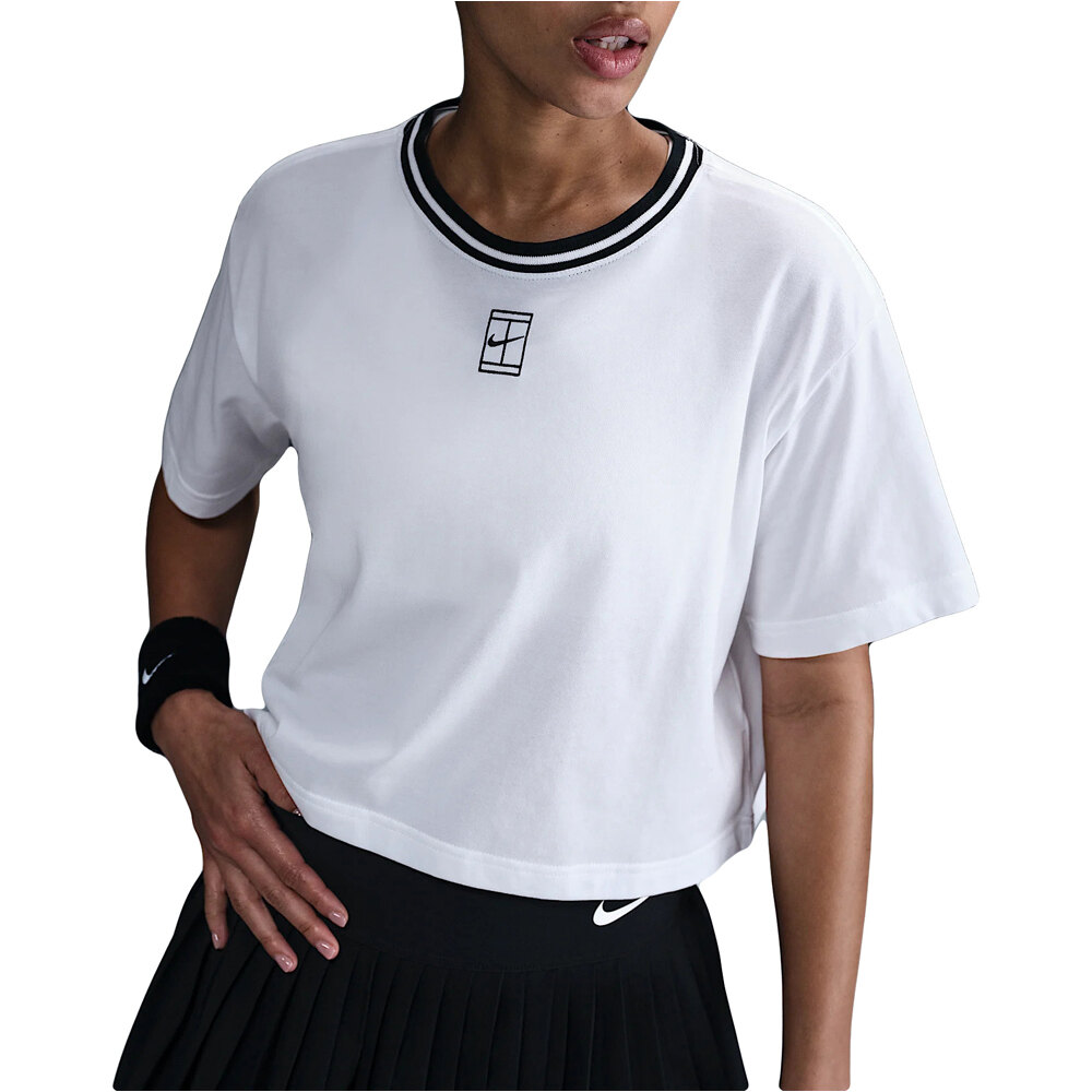Nike camiseta tenis manga corta mujer W NK DF HERTAGE SS CROP TEE vista frontal