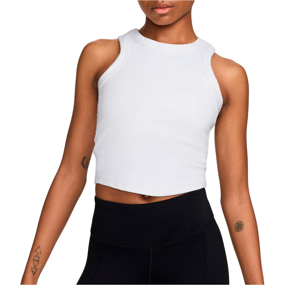 Nike camiseta tirantes fitness mujer W NK ONE FITTED DF CROP TANK vista frontal