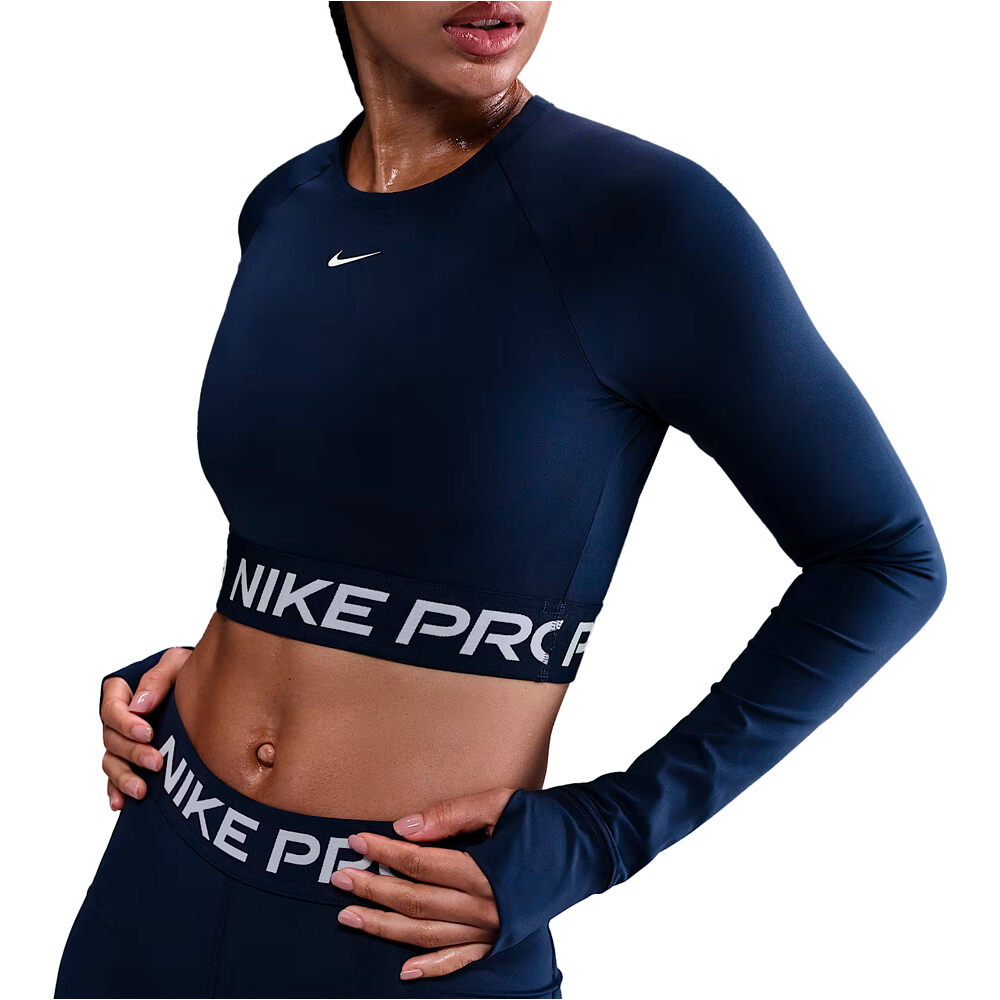 Nike camisetas fitness mujer NIKE PRO DF 365 CROP LS vista frontal