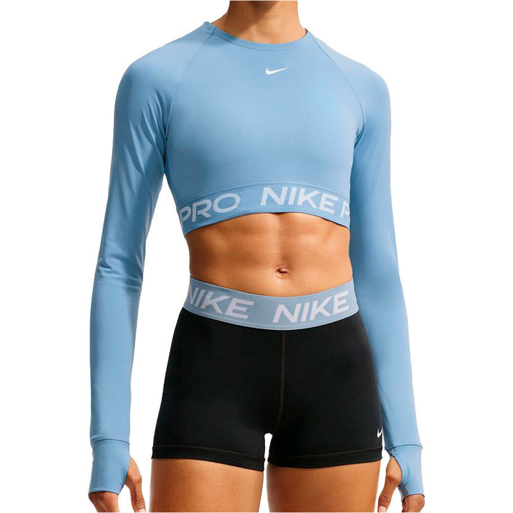 Nike camisetas fitness mujer NIKE PRO DF 365 CROP LS vista frontal