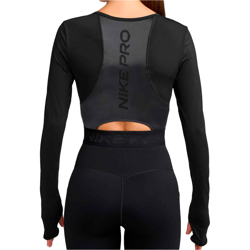 Nike camisetas fitness mujer W NP DF LS TOP GG SHINE vista trasera