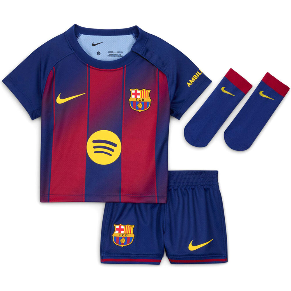 Nike equipación fútbol niño BARCELONA 26 INF NK DF KIT STAD HM vista frontal