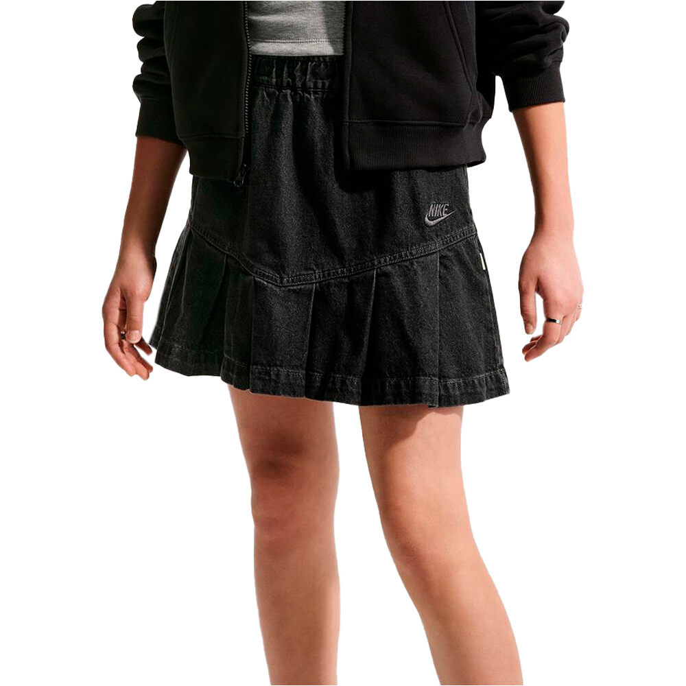 Nike faldas niña G NSW CLN DENIM PLEATED SKIRT vista frontal