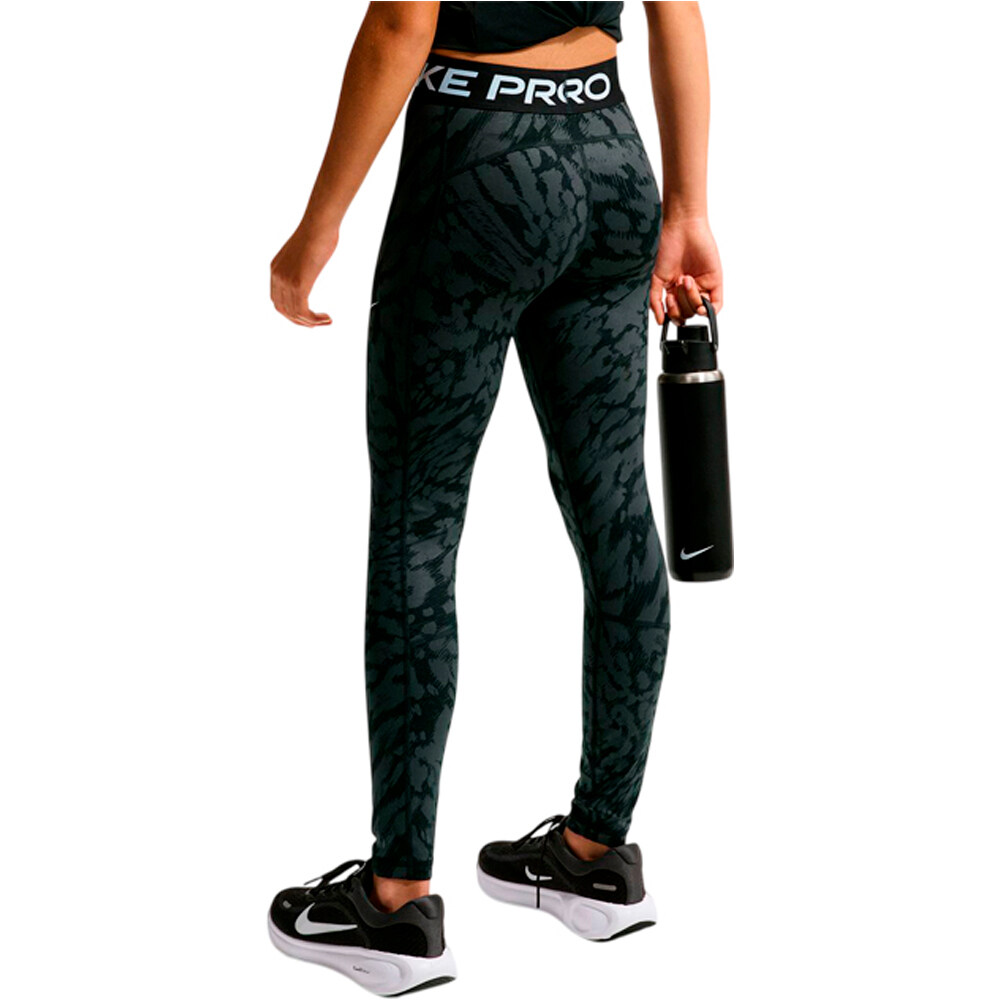 Nike malla larga niña G NP DF TGHT AOP SPORT VNR vista trasera