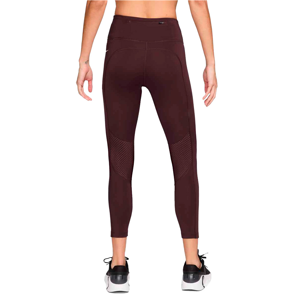 Nike malla larga running mujer W NK DF FAST MR 7/8 TGT NVLT vista trasera