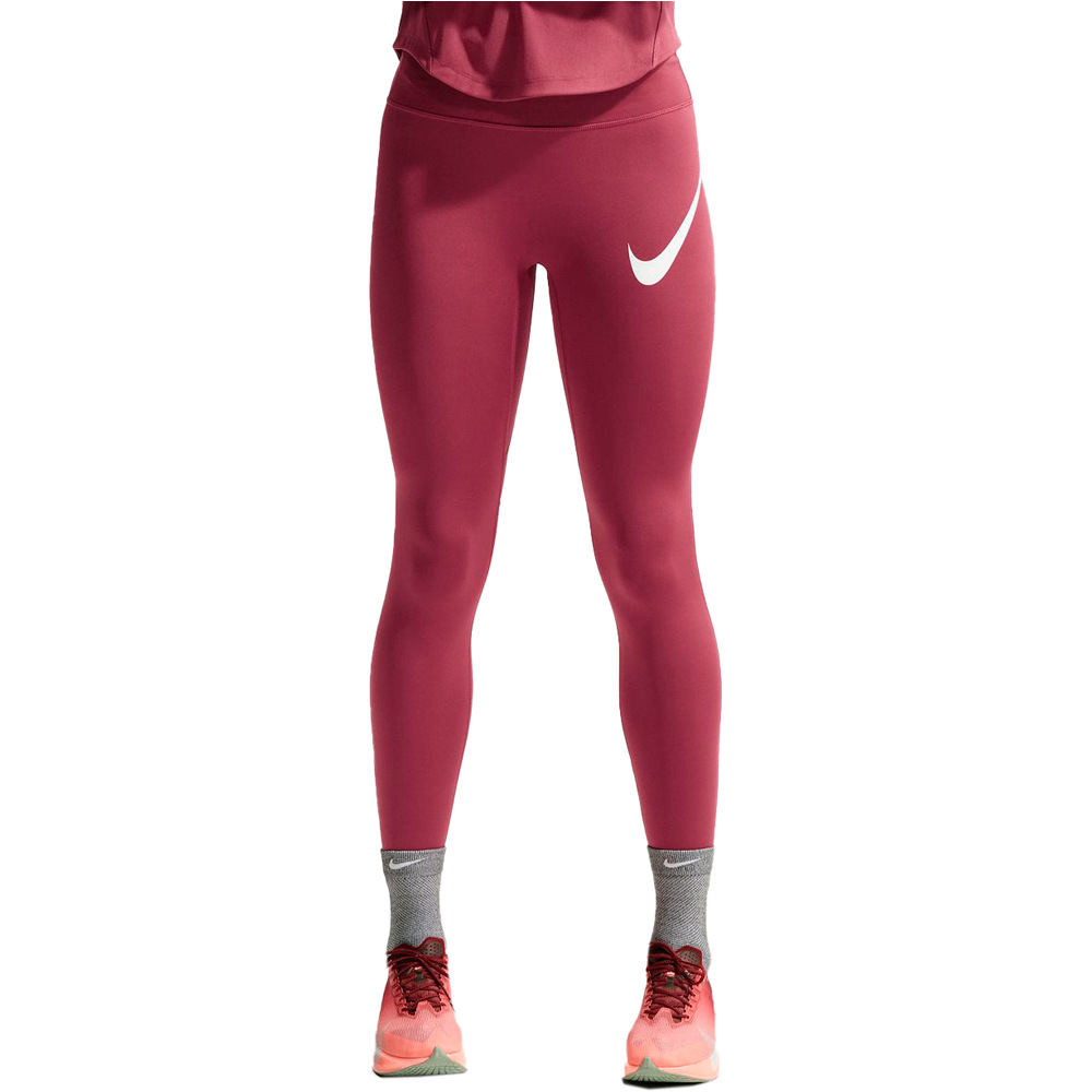 Nike malla larga running mujer W NK DF TEMPO HR 7/8 TGT SWHBR vista frontal
