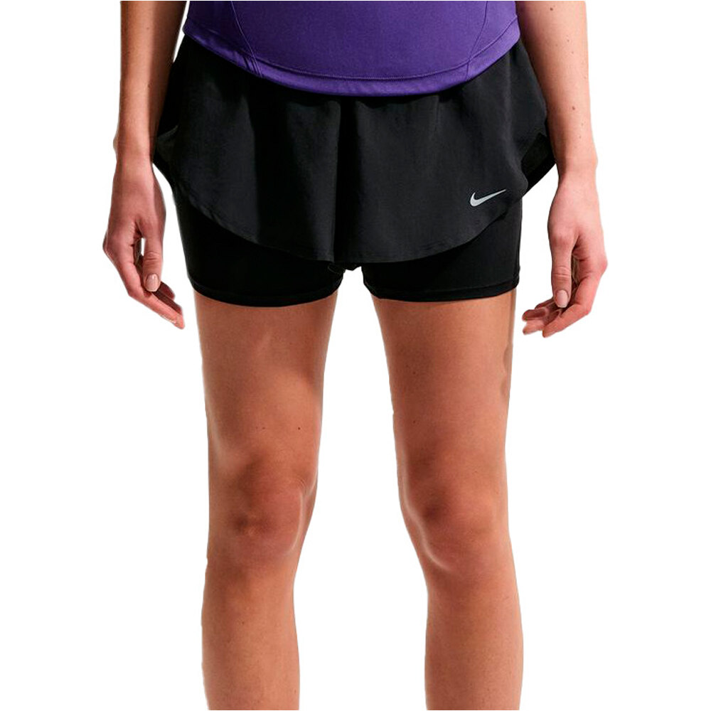 Nike pantalón running mujer W NK FLOW DF HR 2N1 SHRT vista frontal