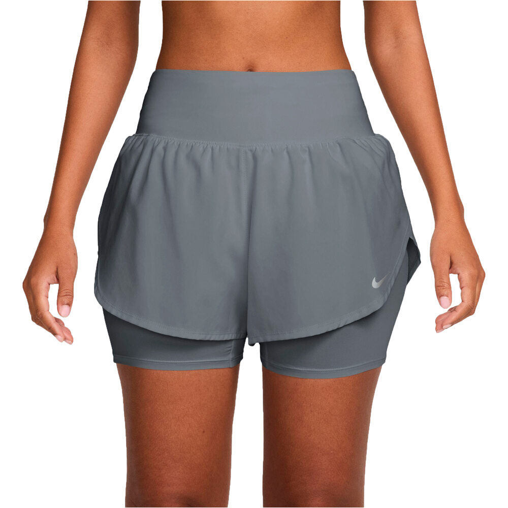 Nike pantalón running mujer W NK FLOW DF HR 2N1 SHRT vista frontal