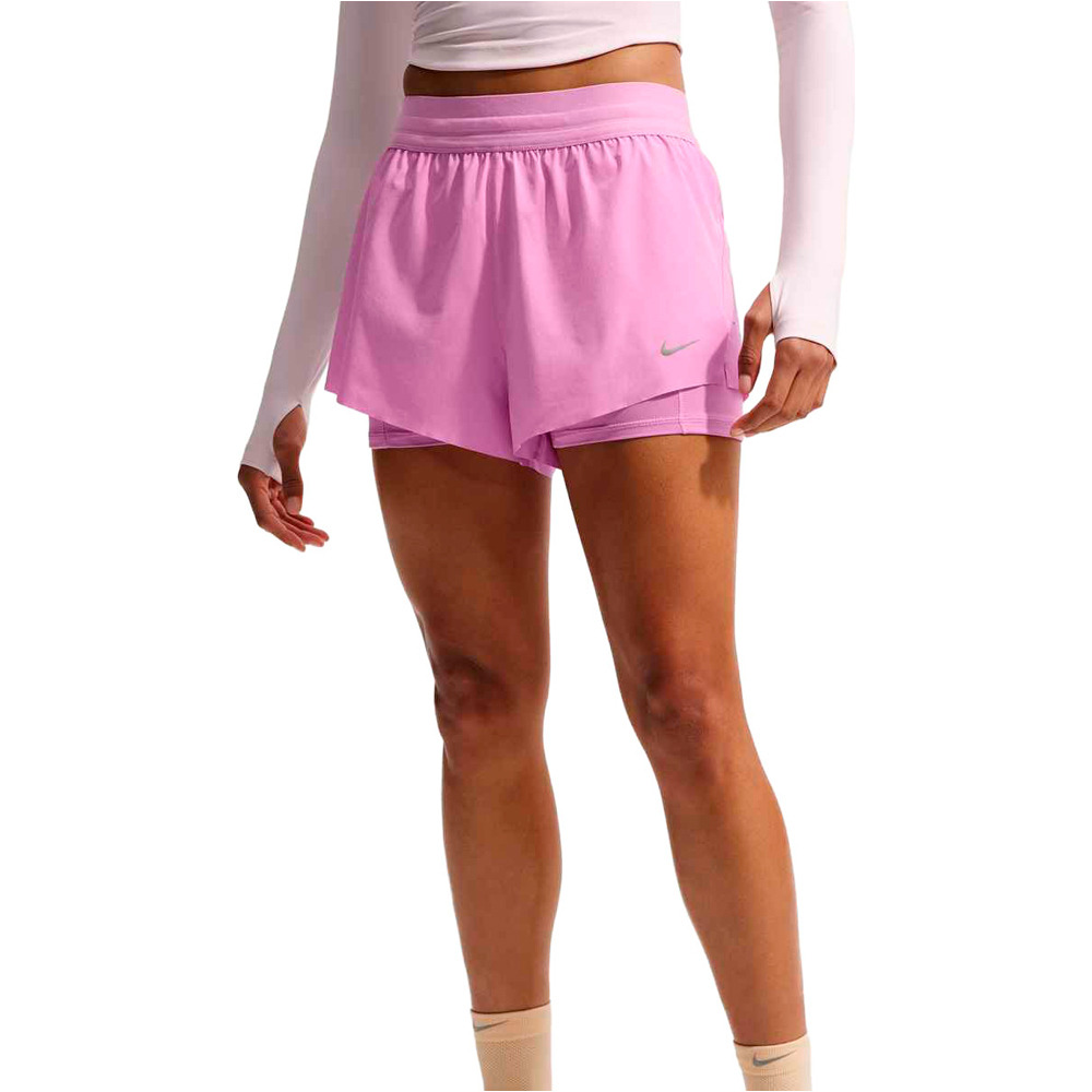 Nike pantalón running mujer W NK SWIFT DF MR 2N1 SHRT vista detalle