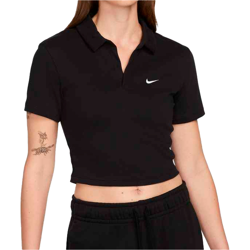 Nike polo manga corta mujer W NSW ESSNTL SS POLO CRP TOP vista frontal