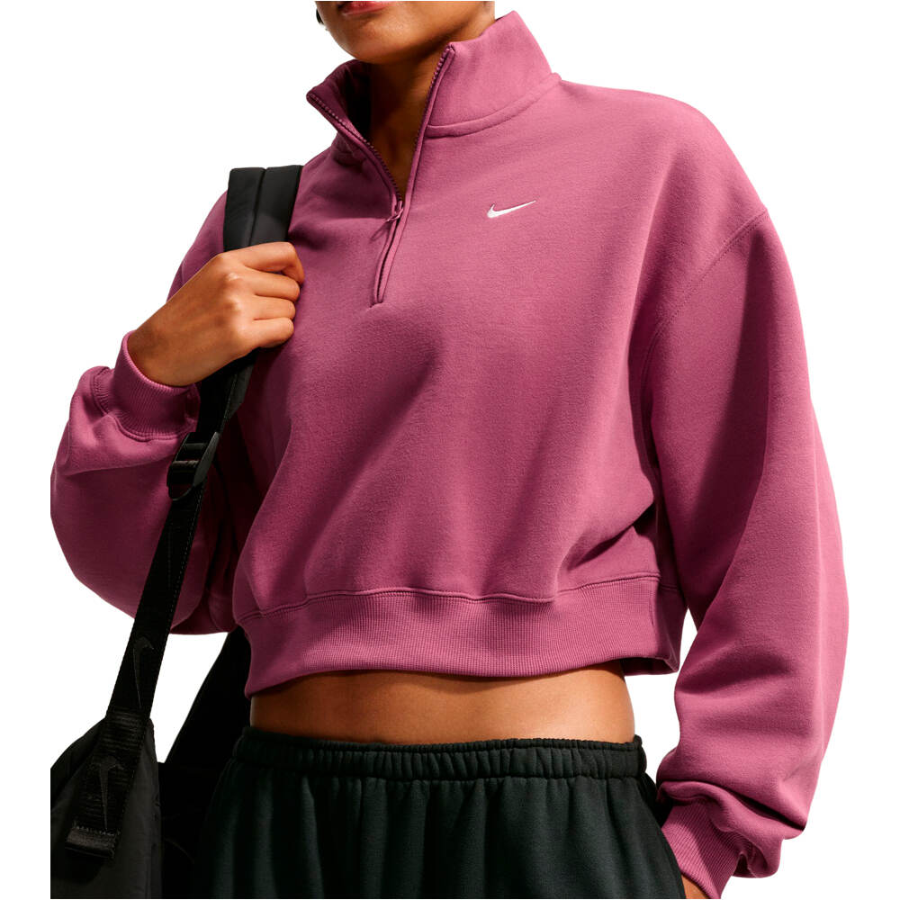 Nike sudadera mujer W NK STDO FLC MW OS CROP QZ 04