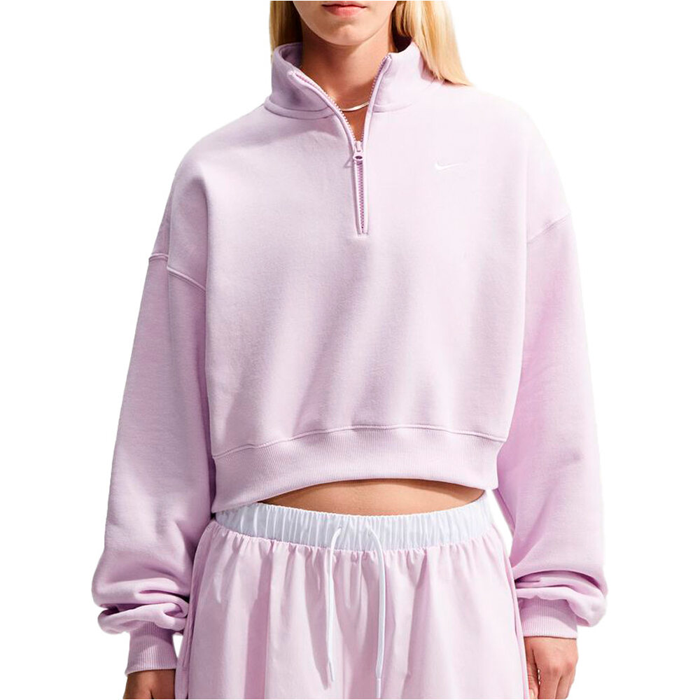 Nike sudadera mujer W NK STDO FLC MW OS CROP QZ vista frontal