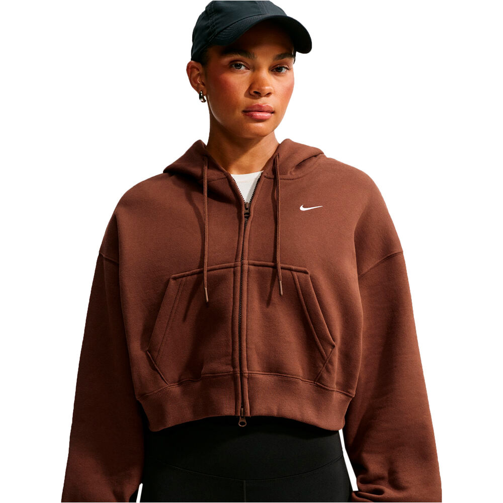 Nike sudadera mujer W NK STDO FLC MW OS CRP FZ HDY vista detalle