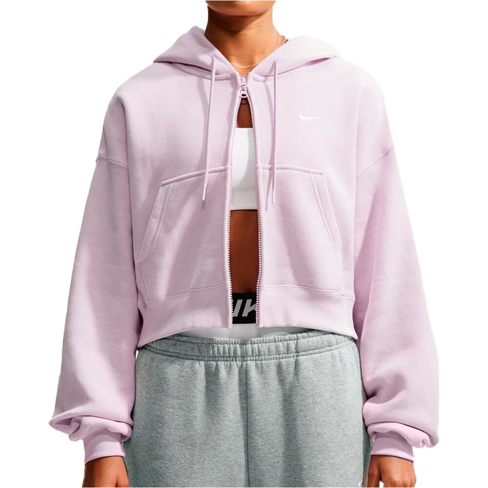 Nike sudadera mujer W NK STDO FLC MW OS CRP FZ HDY vista frontal