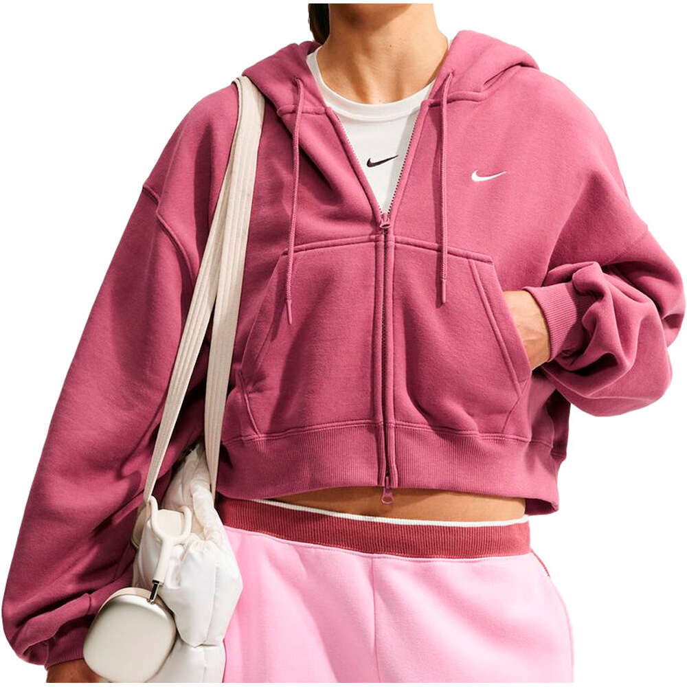 Nike sudadera mujer W NK STDO FLC MW OS CRP FZ HDY vista frontal