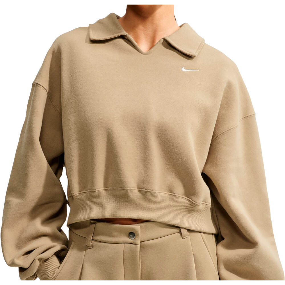 Nike sudadera mujer W NK STDO FLC MW OS CRP POLO vista detalle