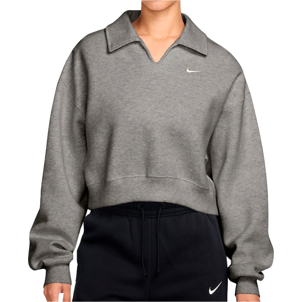 Nike sudadera mujer W NK STDO FLC MW OS CRP POLO vista frontal
