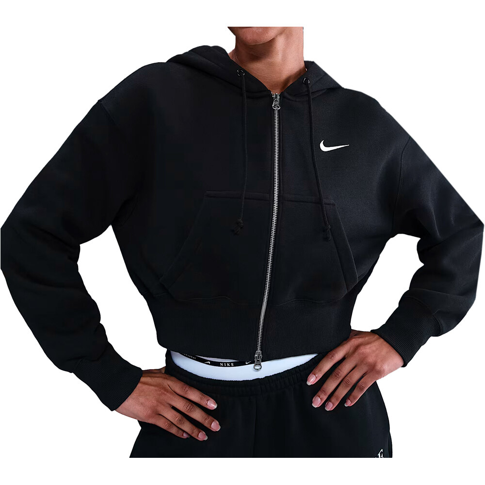 Nike sudadera mujer W NSW PHNX FLC CROP FZ HDY vista frontal