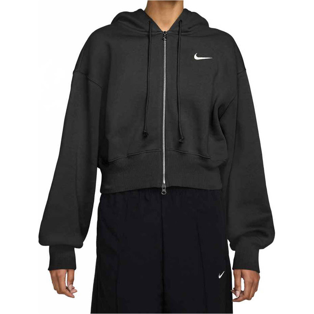 Nike sudadera mujer W NSW PHNX FLC LSE CROP FZ HDY vista frontal