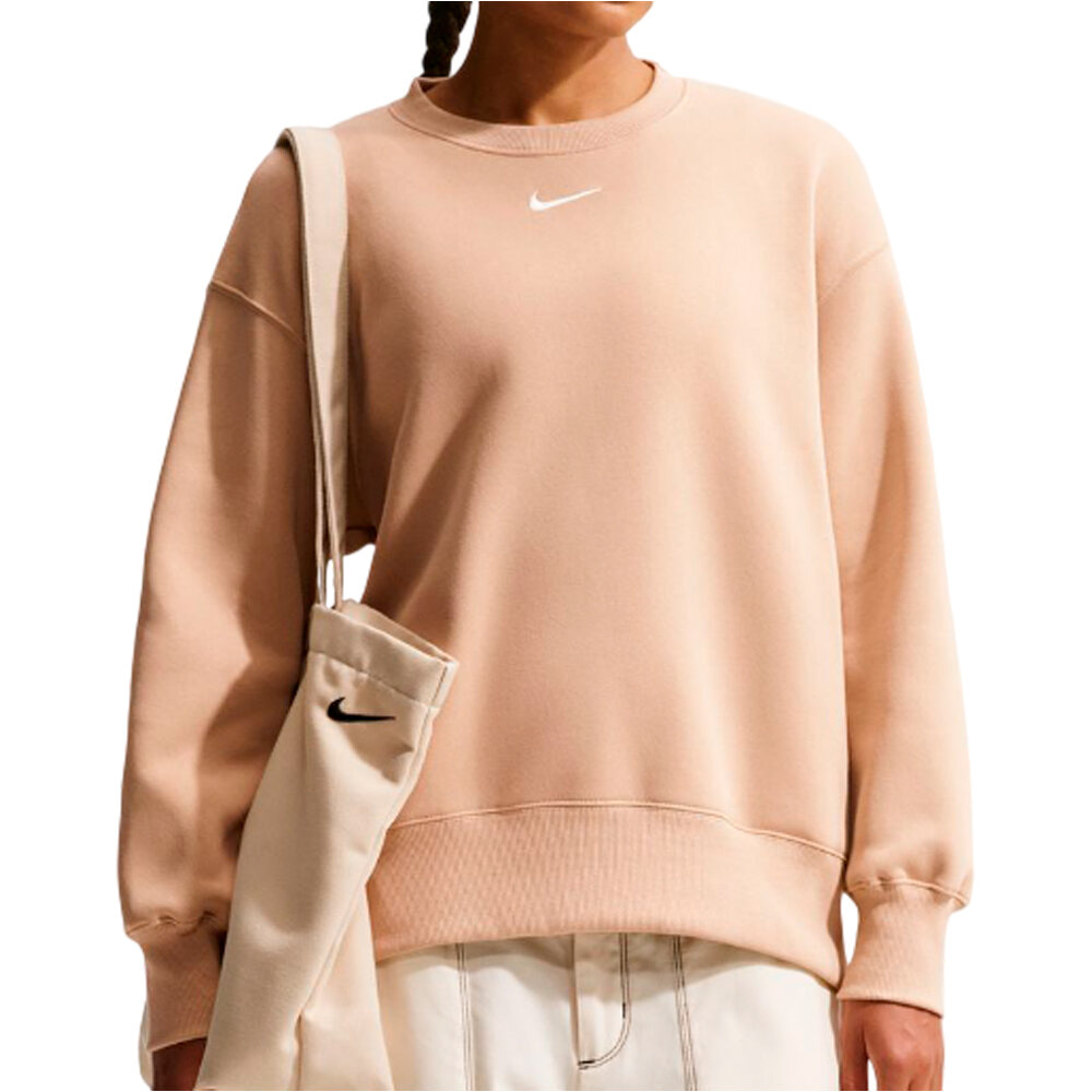Nike sudadera mujer W NSW PHNX FLC OS LONG CREW vista frontal