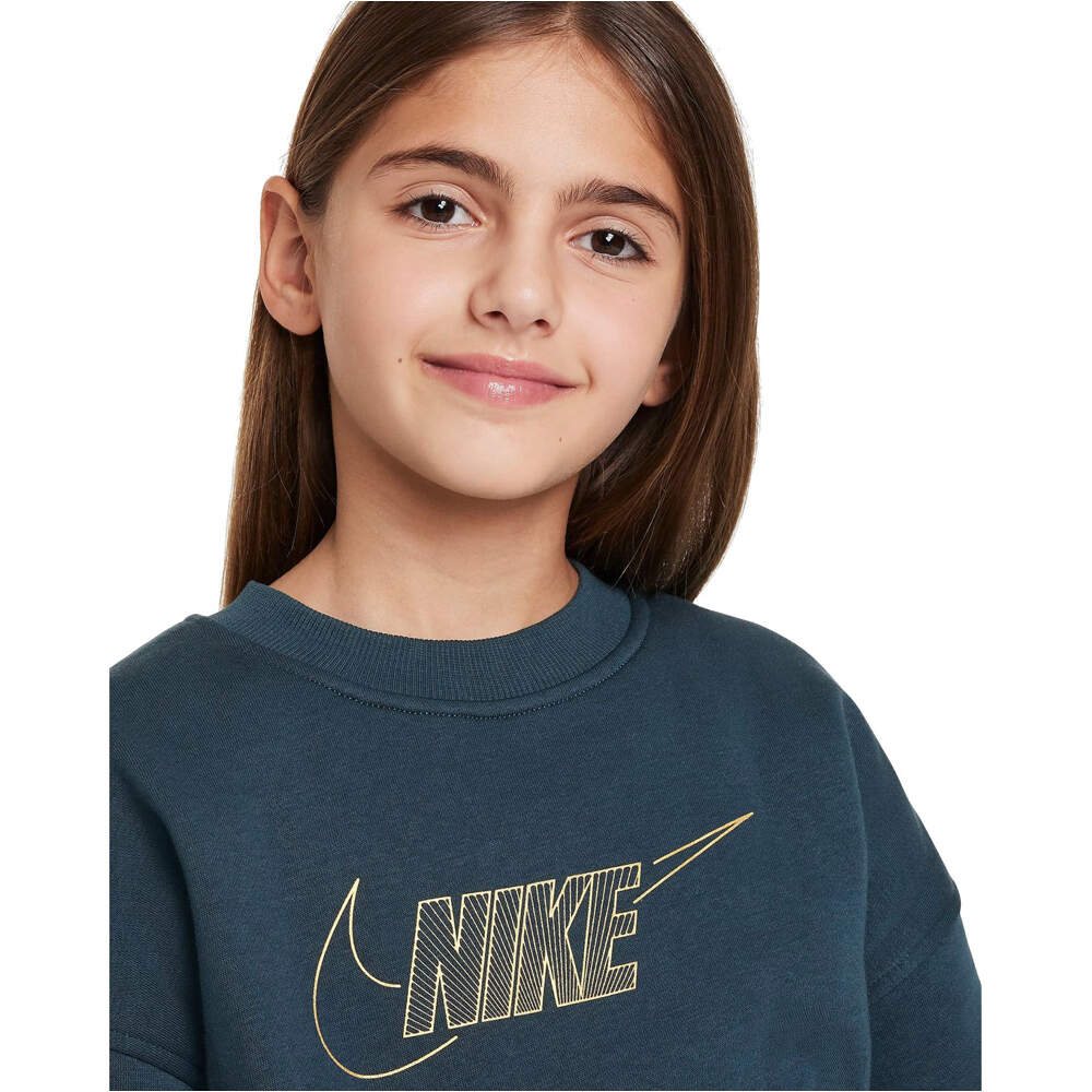Nike sudadera niña G NSW CLUB FLC BF CREW LS SHNE vista detalle