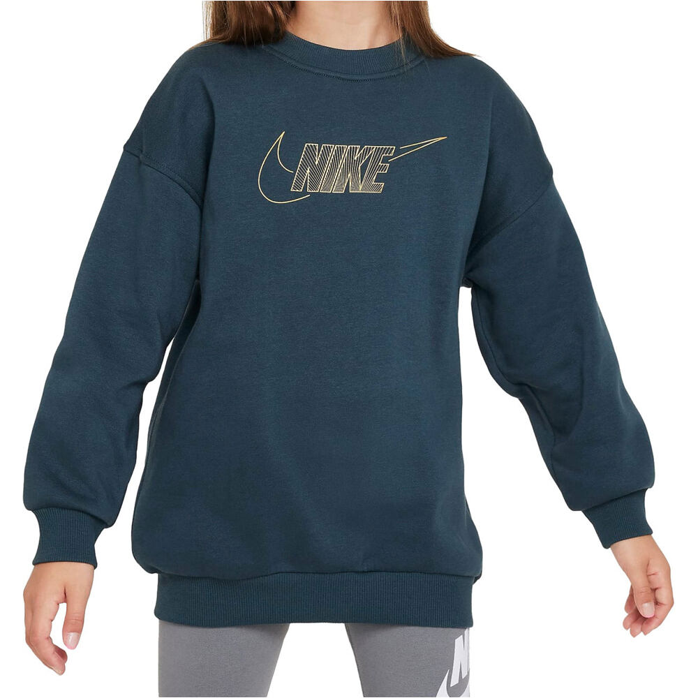 Nike sudadera niña G NSW CLUB FLC BF CREW LS SHNE vista frontal