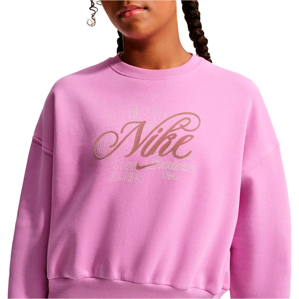 Nike sudadera niña G NSW CLUB FLC BXY CREW GFX vista detalle