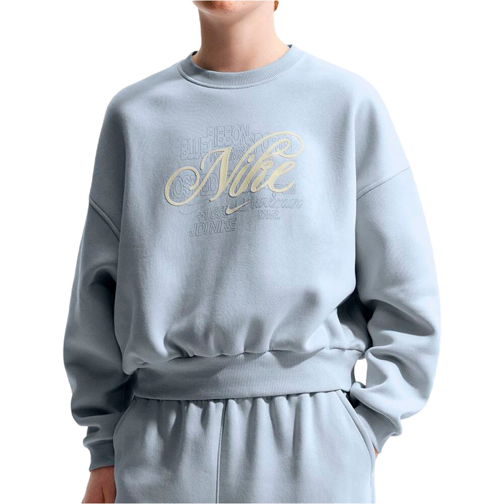 Nike sudadera niña G NSW CLUB FLC BXY CREW GFX vista frontal