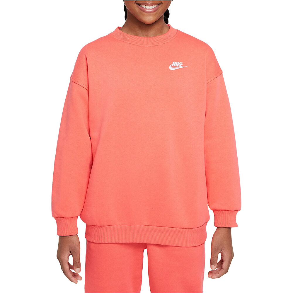 Nike sudadera niña G NSW CLUB FLC OVRSZD CREW LBR vista frontal
