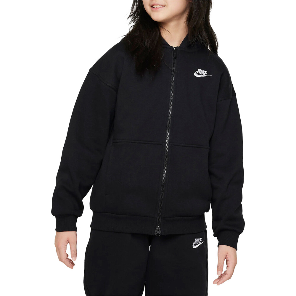 Nike sudadera niña G NSW CLUB FLC OVRSZD FZ LBR vista frontal