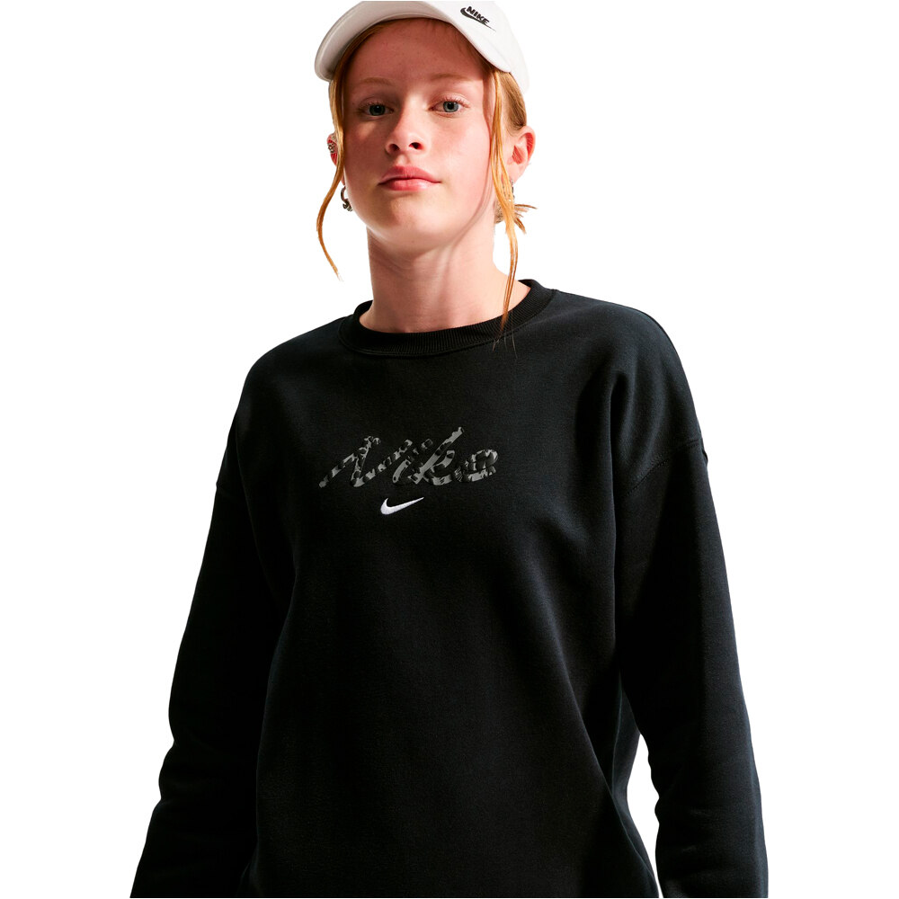 Nike sudadera niña G NSW STDIO FLC OVRSZD CRW AOP vista detalle