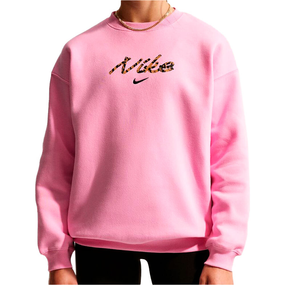 Nike sudadera niña G NSW STDIO FLC OVRSZD CRW AOP vista frontal