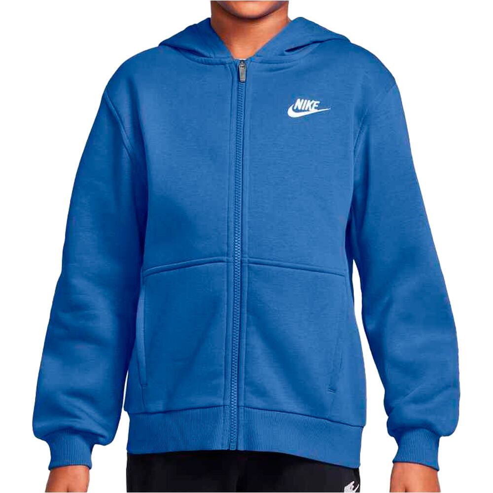 Nike sudadera niño K NSW CLUB FLC HD FZ LS LBR vista frontal