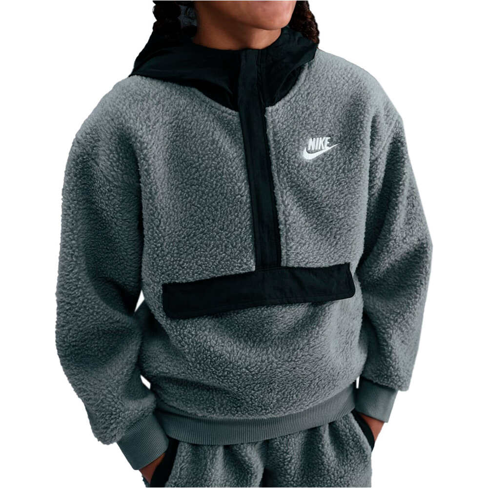 Nike sudadera niño K NSW CLUB FLC LOOSE QZ HDY WZ vista frontal