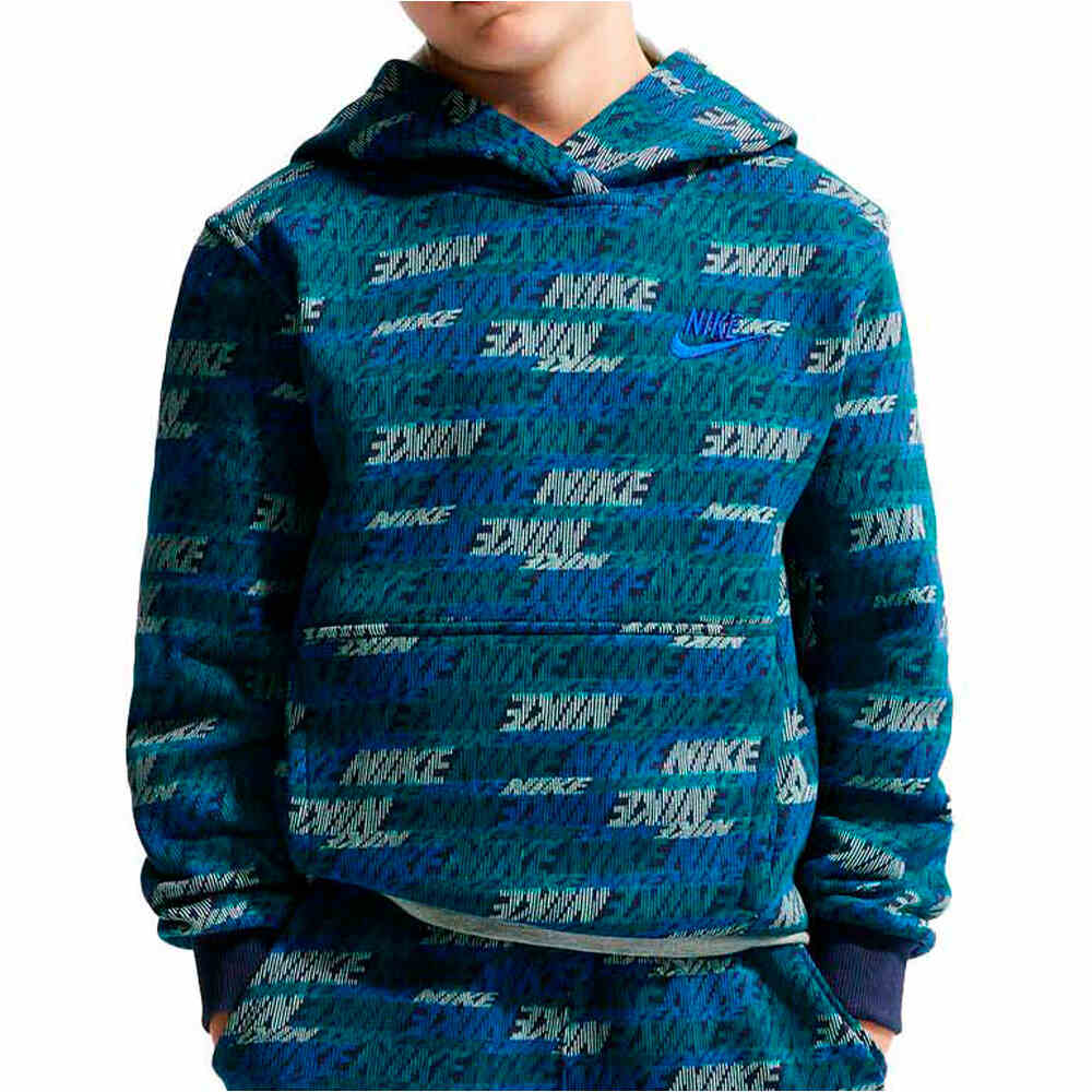 Nike sudadera niño K NSW CLUB FLC PO HDY AOP vista frontal