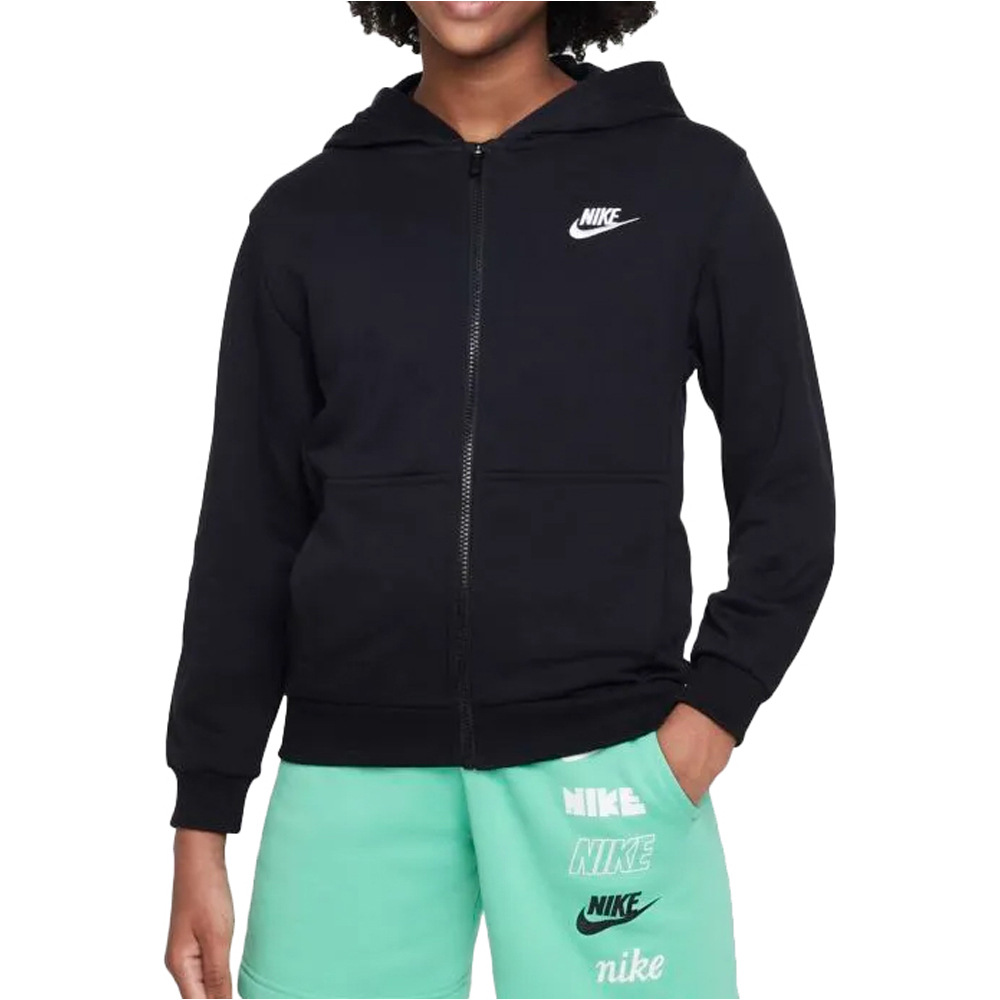Nike sudadera niño K NSW CLUB FT HD FZ LS LBR vista frontal